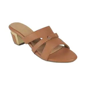tresmode Slick Women's Tan Dress Block Heel Sandals in Size 5 UK / 38 EU