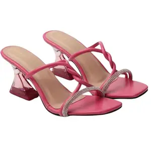 HUNYZA FOOTWEAR Women's Casual Heels Heeled Sandal (1075) | Pink | 5