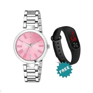 LAKSH Attractive Stainless Steel Starp Watch&Digital Band for Women&Girls(SR-871) AT-871