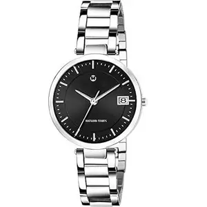 Black Stainless Steel Black Dial Day & Date Analog Women's Watch WT-135