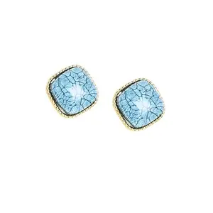 SOHI Women's Veined Stud Earrings | Light Blue Colour | Alloy Material | Push Back Closure | Artificial Stone Earrings | Fashion Stud Earrings For Woman and Girls