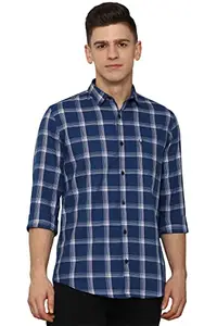 Allen Solly Men's Checkered Slim Fit Shirt (ASSFQSPPG81806_Blue 39)