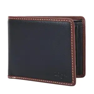 Zoom Shoes Genuine Leather Wallet for Men ZW-28371 | Handcrafted Purse with RFID Protection, 6 Card Slots, 2 Currency Compartments, 2 ID Card Window, 1 Button Coin Pocket (Black)