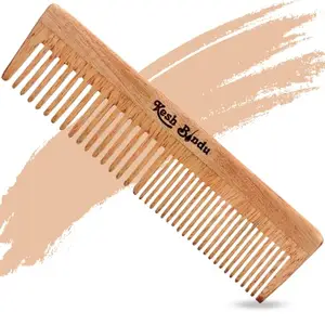 KESHBINDU Handmade Neem Wood Anti-Dandruff Hair Tail Combs For Hairs Fall Control For Men And Women (Beige)