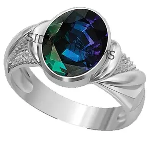 SIDHARTH GEMS 3.25 Ratti Certified Unheated Adjustable Ring Alexandrite Loose Gemstone Silver Ring for Women and Men