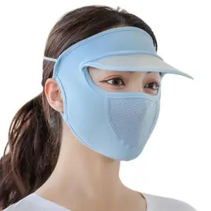 Summer Protection Women Cap Mask for Summer Outdoor Cycling UV Sun Protection Block Hat Protection Face Cover Scarf Mask with Cap Foldable Innovative Scarf Cum Mask -1pc, Multi.