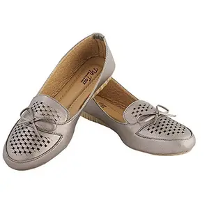 TipToss Women's Synthetic Leather Casual Bellies (Grey)