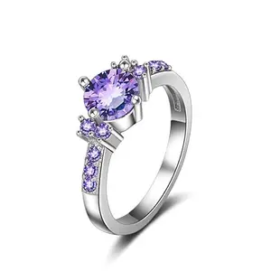 MYKI Adorable Purple Diamond Ring For Women Girls (Size 6)