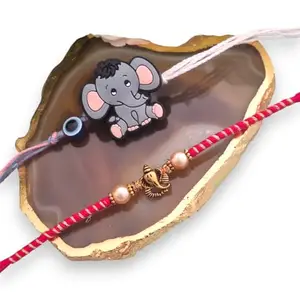 Ideaz unlimited Adorable Elephant & Elegant Fish Kids Rakhi Combo | Pack of 2 with 1 Roli Chawal for Rakshabandhan Celebration (ID070)
