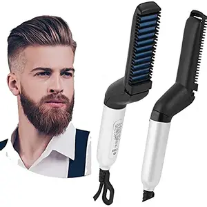 Moral_Quick Hair Styler for Men Electric Beard Straightener Massage Hair Comb Beard Care Comb Multifunctional Curly Hair Straightening Comb Curler, Beard Straightener for Men