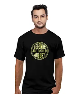 CRICMARKET.COM Cricmarket Graphic Printed Men Legends are Born in August Cotton Printed Tshirt Round Neck Half Sleeves Legends Born,Birthday,Gift, Trendy, Trending Tees and Tshirts. (Black_3X-Large)