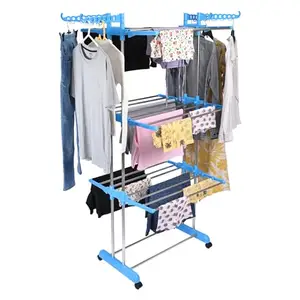 HOMITREE Cloth Drying Stand | Clothe Dry Stands with 45 Kg of Cloth Drying Capacity | Clothes Dryer Stand with 4 Wheels Clothes Dry Stand for Hanging Drying Clothes | Extra Two Hanger Wings