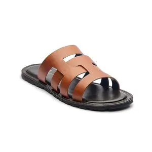 Michael Angelo Synthetic Leather Regular Tan Flat Sandals Comfortable Slippers for Men