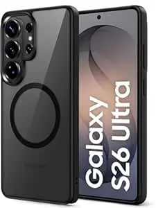 DIZORO Compatible with Samsung S26 Ultra Case,Compatible with MagSafe, Non Yellow Military-Grade Drop Protection & Hard PC Back Cover Transparent Anti-Scratch Shockproof Phone Case (Black)
