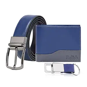 Relish Gift Set for Men's & Boy's of Leather Wallet, Belt, Key Chain | RE-BWC104