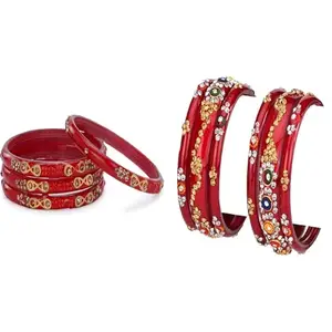 Somil Simple Glass Bangle Combo | Classic Chudi Set For Women & Girls | Everyday & Festive, Pack Of 10, Red -L458