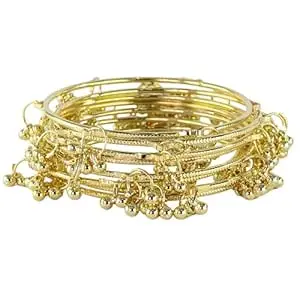 STYOLLO Royal Alloy Kashmiri Ghungroo Bangle For Women & Girls | Metal Churi Jewelry | Bangles For Wedding | Traditional Designer Ethnic Look | Gift For Festival, Party & Daily - Set Of 8