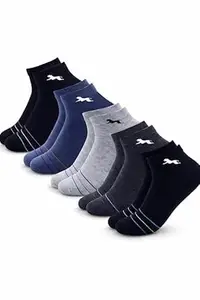 Athletic Ankle Cotton Socks for Men and Women, Multicolour with Stripes, Breathable Anti-Odour Sports Socks, Free Size, Pack of 6