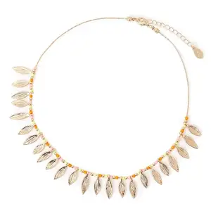Accessorize London Women's Gold Brushed Leaf Collar Necklace