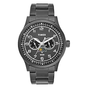 TIMEX Analog Watch for Man with Grey Round Dial & Black Stainless Steel Bracelet Band Water Resistant Men's Wrist Watches - TWEG19610