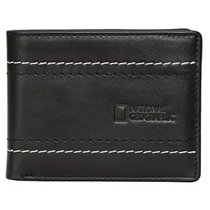 National Geographic Planet Genuine Leather RFID Secure Mens Wallet - Black
