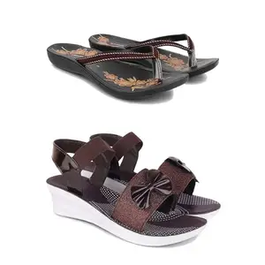 Stylish Heeled Sandals for Women/Comfortable & Lightweight, Daily Wear S_(Combo 2)-O19-1970-8