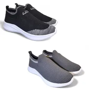 LCB SPORTS Combo Pack of 2 Shoes for Trendy Shoes, Casual Shoes, Sports Shoes, Branded Stylish Shoes for Men (E.Gry-R.Blk-7)