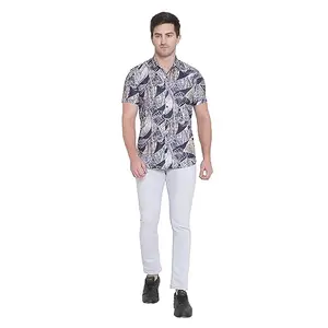 fitoda fashion Men's Printed Lycra Half Sleeve V-Neck Lightweight and Comfortable Shirt (FS_10372_Multi_X-Large)