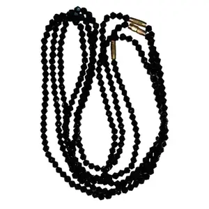 Elegant Black Glass Beads Necklace 18 Inch, Crystal Bead Jewelry, Pack of 1