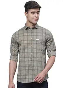 Majestic Man Cotton Men Checkered Slim Fit Casual Shirt (X-Large, Dark Oak)