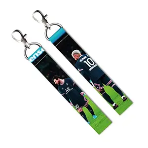 ISEE 360® 2 PCs Neymar Jr and Messi Lanyard Tag with Swivel Lobster for Gift Luggage Bags Backpack Laptop Bags L X H 5 X 0.8 INCH