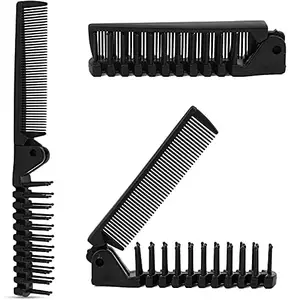 Jay Gopal Fashion Double Headed Travel Folding Anti-Static Massage Plastic Portable Hair Comb for Unisex (Black 1)