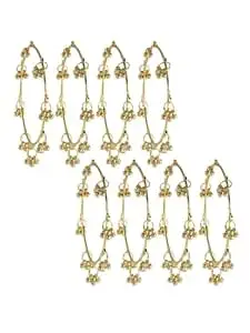 Mali Fionna Gold-plated Traditional Ghungroo Bangle Chudi Set for Women & Girls | Traditional Metal Bangles Jewelry | Latkan Kada Set | Kangan For Wedding, Festival, Party (Pack of 8)