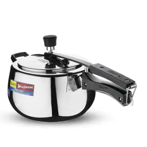 Black Magnum Basics IBSH-3 Handi Cooker Stainless Steel Induction Compatible Inner Lid Pressure Cooker, 5 Litre, Silver price in India.