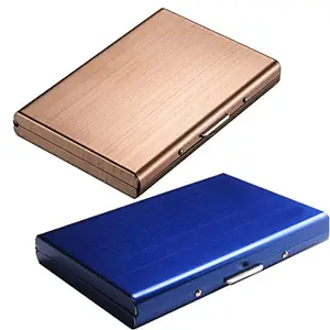 RFID Blocking Stainless Steal ATM Card Holder and ID Cases Gold and Blue Pack-2