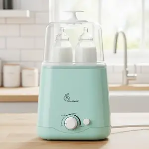 R for Rabbit Hygo Smart Twin Bottle Warmer for Baby 3-in-1 Functionality Built-in Thermostat Anti-Scalding Basket Food Heating Warming Bottles sterilizing Portable (Sea Green)