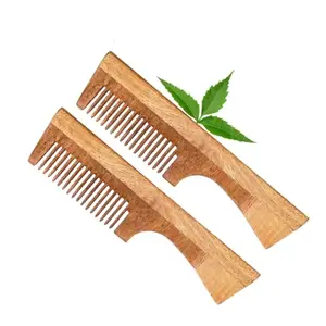 MICLAC Wooden Comb for Men and Women: Natural Hair Care | Comb For Hair Growth | Wooden Handle Comb | Set of 2