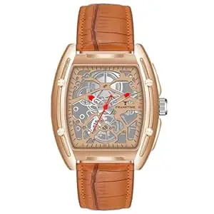 Franktime Gears of Time Printed Mechanical Series | Leather Strap and Rectangle Dial Watch | Analog Watch for Men