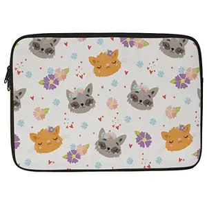Crazyify Cats Printed Laptop Sleeve/Laptop Case Cover/Laptop Bag 15 inch with Shockproof & Waterproof Linen On All Inner Sides | MacBook/Laptop Sleeve for Men & Women