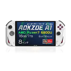 AOKZOE A1 Lunar White [CPU AMD Ryzen 7 6800U] 8 Inches PC Win 11 OS Mini Handheld Video Game Console Laptop Tablet PC 65Wh,17100 mAh Battery (16GB+1TB SSD) White