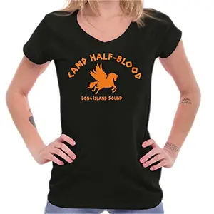 HAMERCOP Brands Camp Half Blood Greek Mythology Womens Petite V-Neck T Shirt