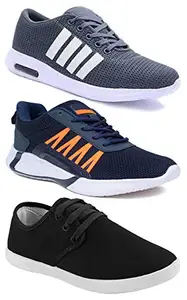 Axter Multicolor Casual Sports Running Shoes for Men 10 UK (Pack of 3 Pair) (3A)_9064-9312-349