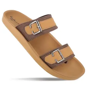 WALKAROO Men's Fashion Sandal with Cushion Sole, Toe Seperator, Dual Straps with Buckles, Lightweight and Breathable - WGR53029 Mocha Brown