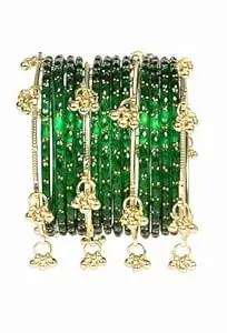 Swara Creations Kashmiri Ghungroo glass Bangles set | Viral Raindrop Multi Set for Women and Girls | Set of 16 Pcs (SKU415)