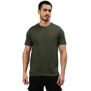 Royal Enfield Men's Regular Fit T-Shirt (TSA230012_Dark Olive