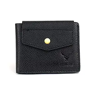 REDHORNS Genuine Leather Wallet for Men | RFID Protected Mens Wallet with 4 Credit/Debit Card Slots | Slim Leather Purse for Men (ARD006R1_Black)
