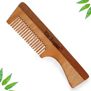 The Legend Organic Pure Neem Wood Comb with Handle, Brown