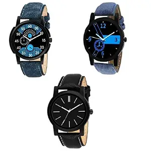 RPS FASHION WITH DEVICE OF R Analogue Black Dial Men's Watch -Combo Set of 3