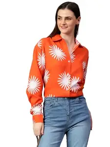KOTTY Women's Oversized Cotton Blend Shirt(Multicolor,S)