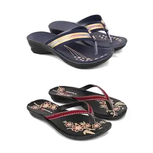 Stylish Heeled Sandals for Women/Comfortable & Lightweight, Daily Wear S_(Combo 2)-1957-O18-6